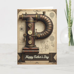 Steampunk P Fathers Day Card