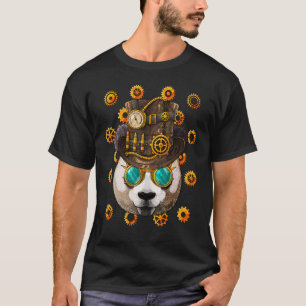 Steampunk Panda Mediaeval Victorian Steam Powered  T-Shirt