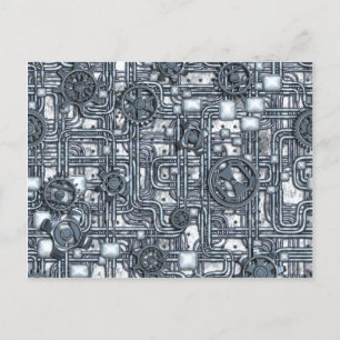 Steampunk Panel - Gears and Pipes - Steel Postcard