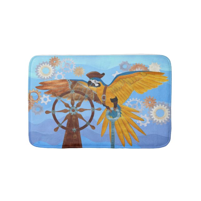 Steampunk Parrot Bath Mat (Front)
