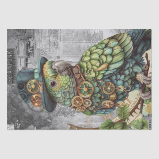 Steampunk Parrot Tissue Paper (Front)