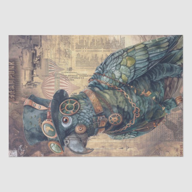 Steampunk Parrot Tissue Paper (Front)