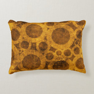 Steampunk Pattern Grunge Brown Gold Accent Pillow