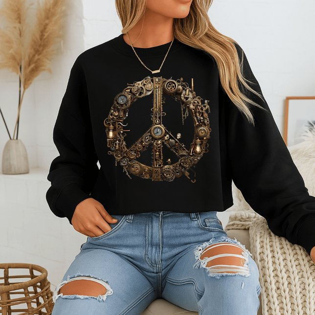 Steampunk Peace Sign Sweatshirt | Industrial Gear  (Creator Uploaded)