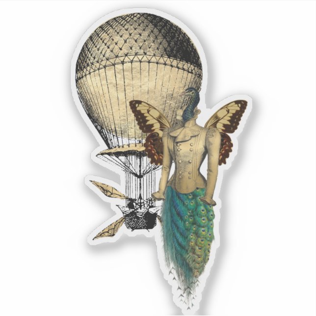 Steampunk Peacock and Flying Machine (Front)