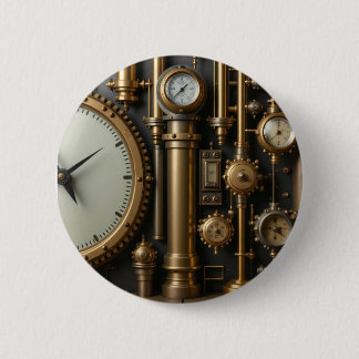 Steampunk Pipes and Gauges Button