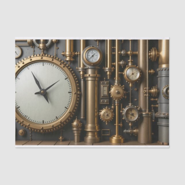 Steampunk Pipes and Gauges Tissue Paper (Front)