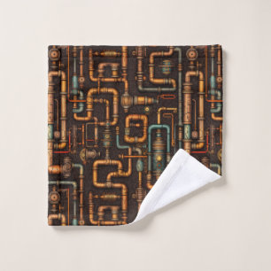 Steampunk pipes pattern wash cloth