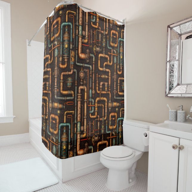 Steampunk pipes  shower curtain (In Situ)