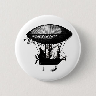 Steampunk pirate airship 6 cm round badge