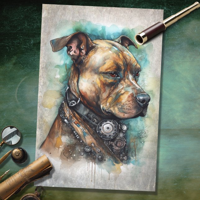 Steampunk Pit Bull 3 Decoupage Paper (Creator Uploaded)