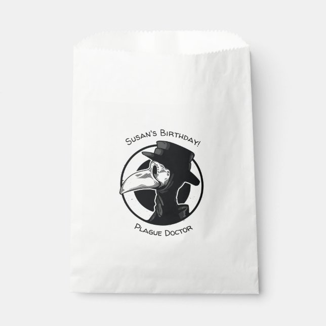 Steampunk Plague Doctor Bird Mask B/W Favour Bags (Front)