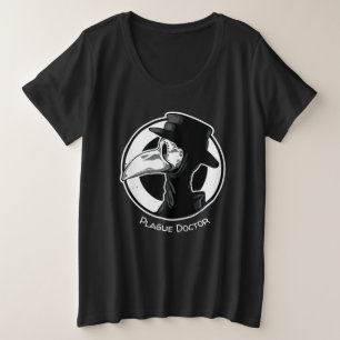 Steampunk Plague Doctor Bird Mask B/W Plus Size T-Shirt