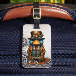 Steampunk Platypus & Gears Luggage Tag