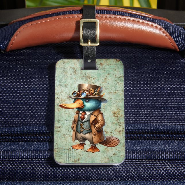 Steampunk Platypus Luggage Tag (Front Insitu 2)