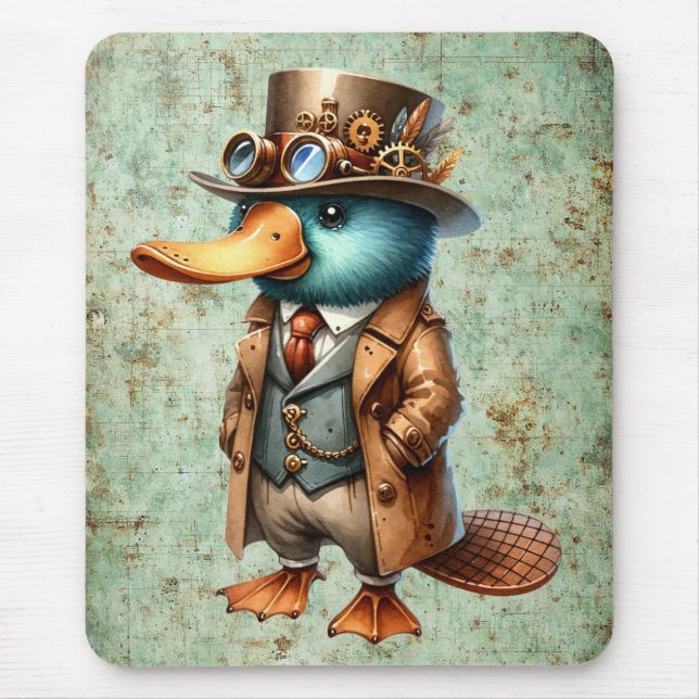 Steampunk Platypus Mouse Pad (Front)