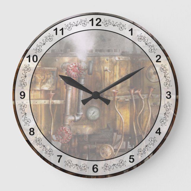 Steampunk - Plumbing - Distilation apparatus Large Clock (Front)