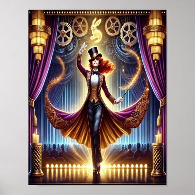 Steampunk Poster 15, The Neon-Flare Magician   (Front)