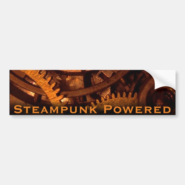 Steampunk Powered Bumper Sticker (Front)