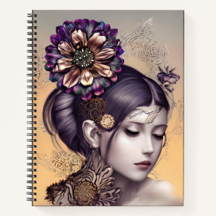 Steampunk Princess with a Copper Coloured Flower Notebook