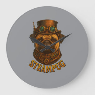 Steampunk Pug Wall Clock - vintage "Steampug"