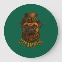 Steampunk Pug Wall Clock - vintage "Steampug"