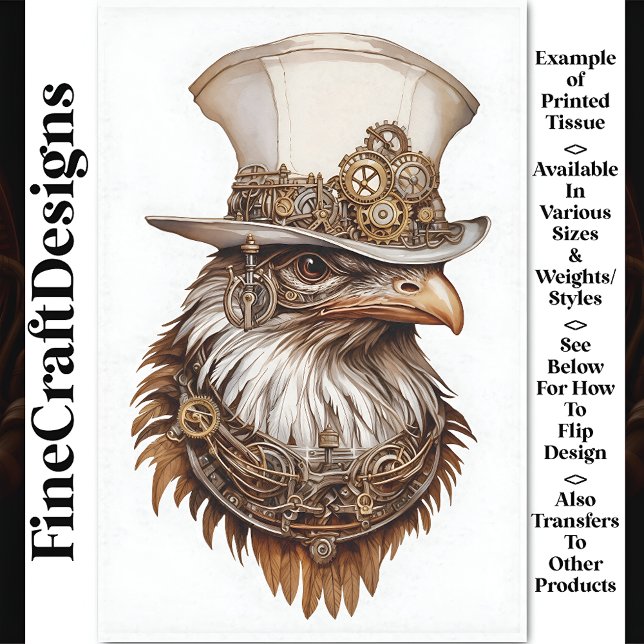 Steampunk Quirky Unusual Chicken Decoupage Rt 112 Tissue Paper (Creator Uploaded)