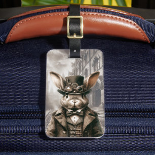 Steampunk Rabbit in London Luggage Tag
