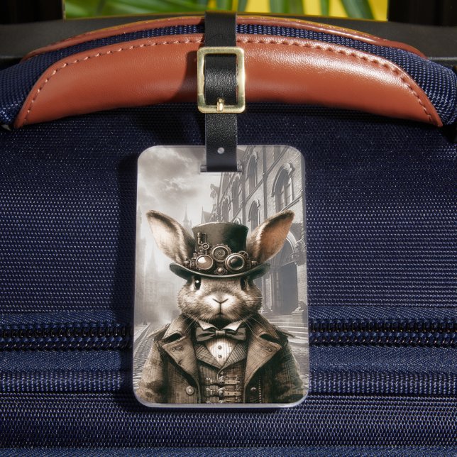 Steampunk Rabbit in London  Luggage Tag (Front Insitu 2)