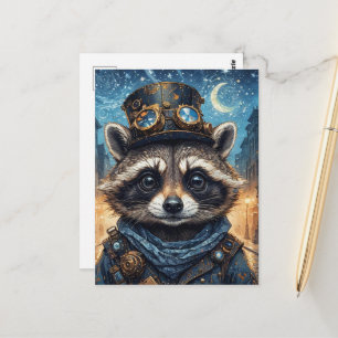 Steampunk Racoon Postcard