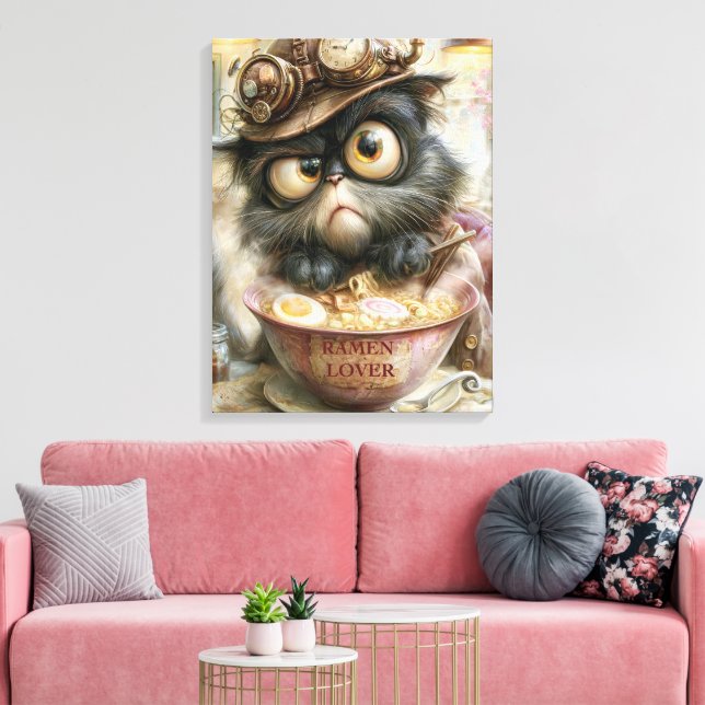 Steampunk Ramen Cat Fine Art Large Canvas Print (Insitu(LivingRoom))