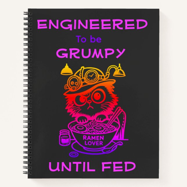 Steampunk Ramen Cat Funny Anime Notebook (Front)