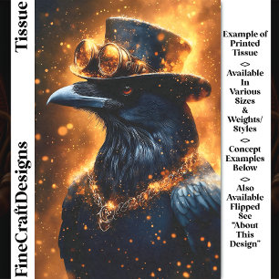 Steampunk Raven Crow, Fire Embers DF4L Decoupage Tissue Paper