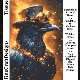 Steampunk Raven Crow, Fire Embers DF4R Decoupage Tissue Paper