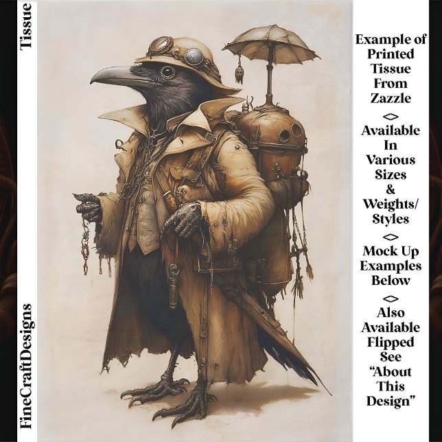 Steampunk Raven Explorer Adventurer EG7L Decoupage Tissue Paper (Creator Uploaded)