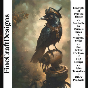 Steampunk Raven, Goggles & Collar BQ8 Decoupage Tissue Paper