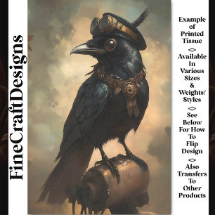 Steampunk Raven, Goggles & Collar BQ9 Decoupage Tissue Paper