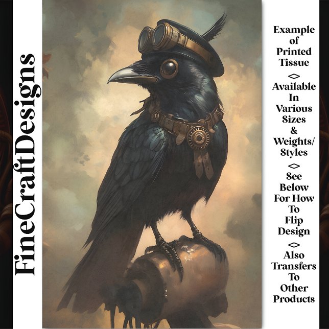 Steampunk Raven, Goggles & Collar BQ9 Decoupage Tissue Paper (Creator Uploaded)
