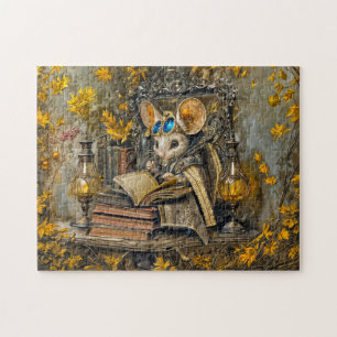 Steampunk reading mouse jigsaw puzzle