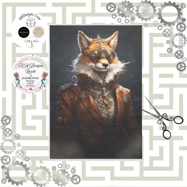 Steampunk Red Fox Uniform Decoupage Tissue Paper (Creator Uploaded)