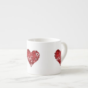 Steampunk Red Gears Heart Espresso Cup