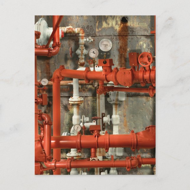 Steampunk - Red pipe headache Postcard (Front)