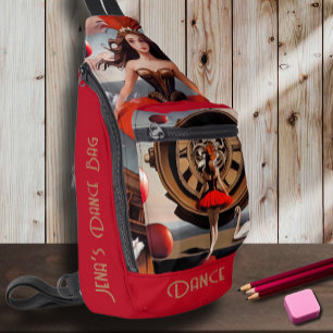 Steampunk Red Watercolor Ballerina Sling Bag