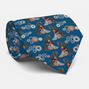 Steampunk Red-Winged Blackbird Tie