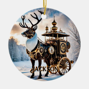 Steampunk Reindeer Ceramic Tree Decoration