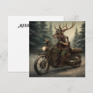 Steampunk Reindeer Motorcycle Christmas Card