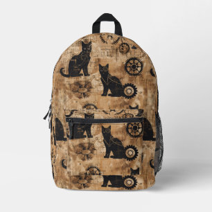 Steampunk Retro Cats Printed Backpack