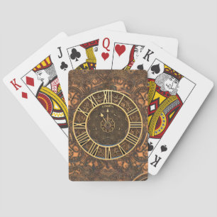 Steampunk Retro Vintage Rusty Art Deco Clock Playing Cards