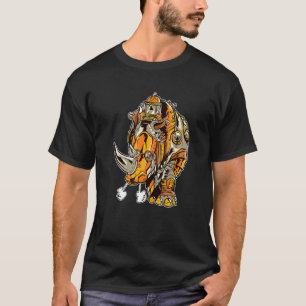 Steampunk Rhino Machine Cogwheel Rhinoceros Gothic T-Shirt