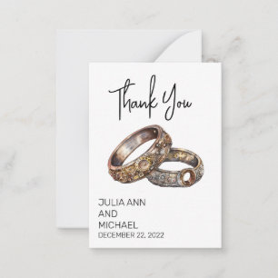 Steampunk Rings Wedding Thank you Minimalistic Card